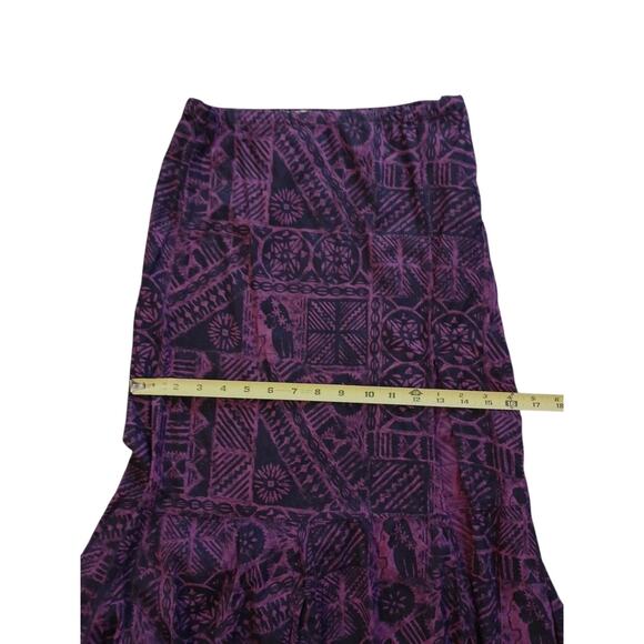 Hinano Tahiti Maxi Skirt S Magenta Tropical Western Cowgirl Boho Art Block Print - Picture 10 of 16